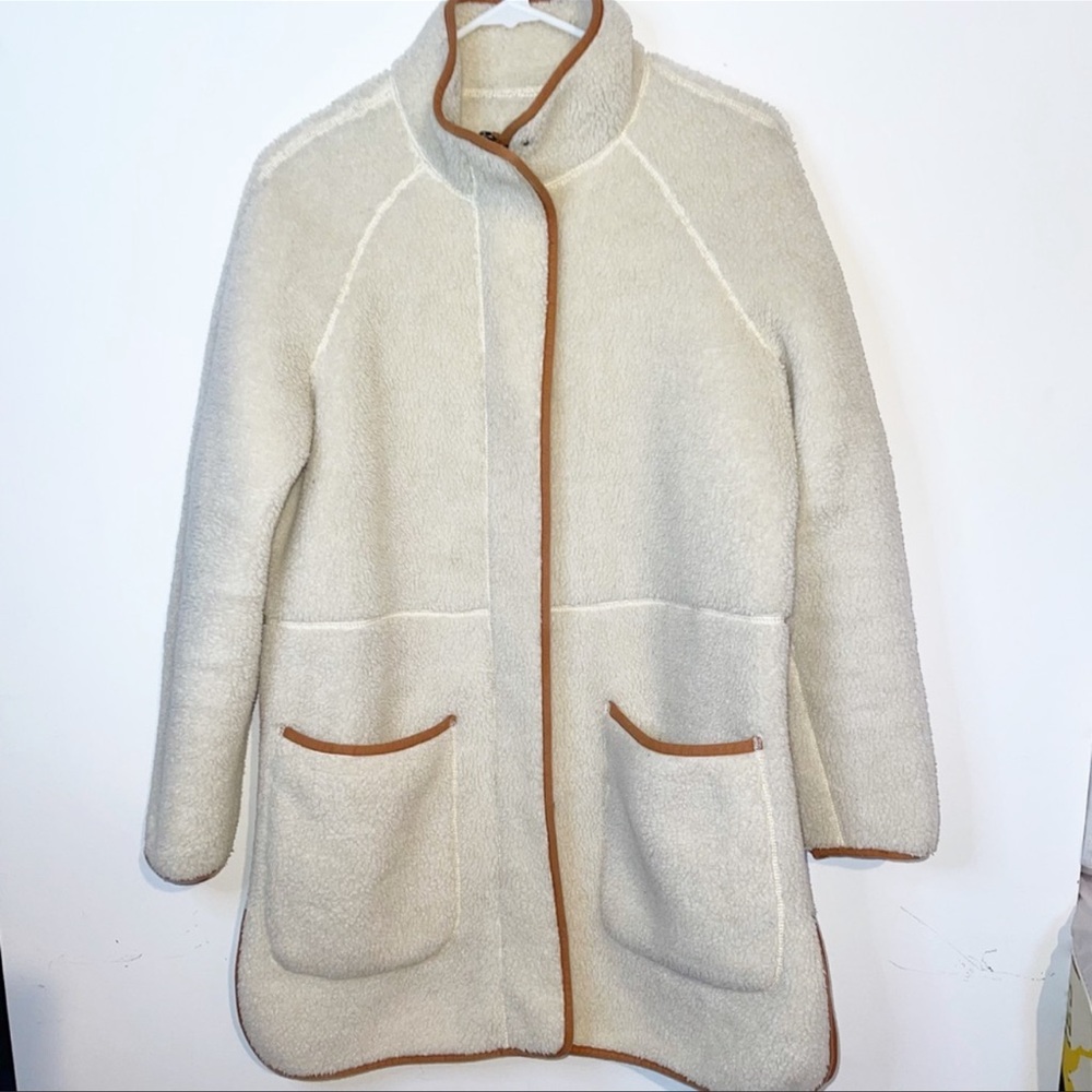Madewell Women’s Sherpa Estate Coat White Brown - Picture 5 of 9